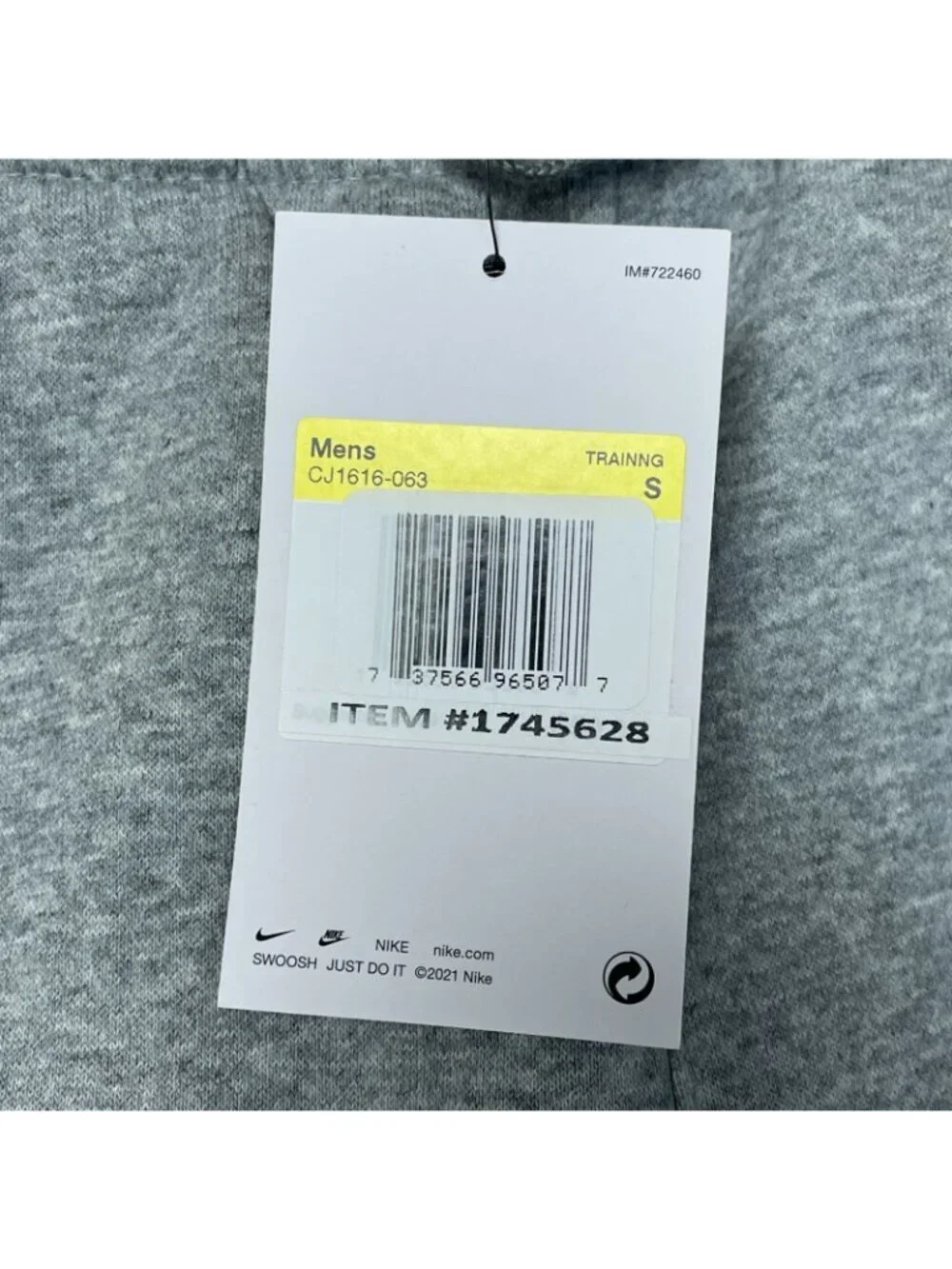 Nike Men's S Training Sweatpants Jogger Gray Cotton Blend e1715